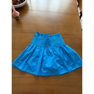 DO+BE Turquoise Blue Mini Skirt Smocked Ruffle Waist Cute Summer Skirt‎ Size S
